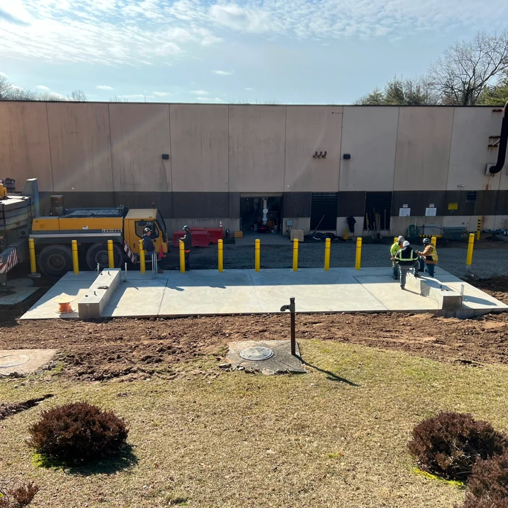 concrete tank pad at a data center